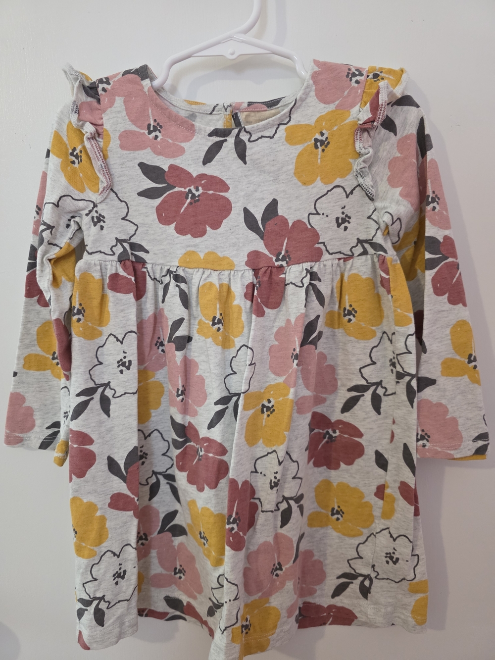 Carter's Floral Long-Sleeve Dress in Yellow, Pink & Cream